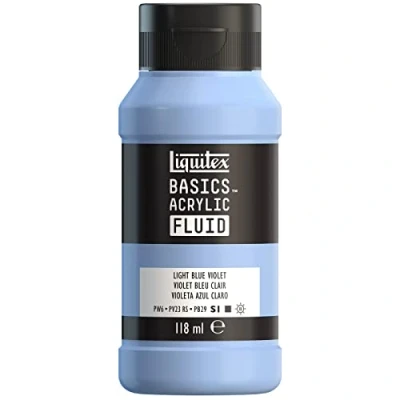 Immagine di LIQUITEX 8870396 Basics Fluid, pitura acrilica di consistenza fluida, asciugatura rapida, resistente alla luce, impermeabile, a base d&#039;acqua, flacone da 118 ml, Viola Porpora Chiaro