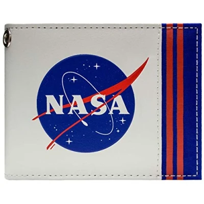 Immagine di NASA Agenzia Spaziale Patch Astronauta Tuta Portafoglio/Portamonete Bi Fold ID &amp; Porta Tessere, Bianco