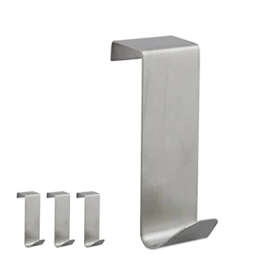 Immagine di Relaxdays Ganci da Porta, Set 4 Appendini Sopraporta Doppi, Appendere, Appendiabiti Bagno Corridoio &amp; Camera, Argento