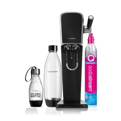 Immagine di sodastream Art Nero, Gasatore d’Acqua per Trasformare l’Acqua in Acqua Frizzante, Incluso Cilindro Contente Co2, 1 Bottiglia da Un Litro, 0,5 L ‎18.4 x 29.7 44.4 Centimetri