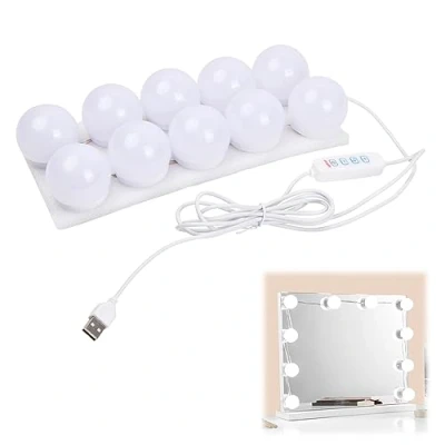 Immagine di Jinlaili Luci da Specchio, 10 Lampadine Dimmerabili, Specchio a LED in Stile Hollywoodiano, Lampade Toeletta, Lampada Trucco con 3 Colore, per Cosmetico