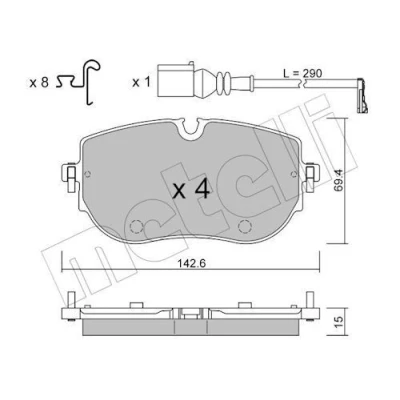 Immagine di METELLI 22 1319 0 Kit pastiglie freno Predisposto per contatto segnalazione usura