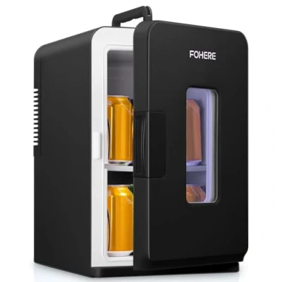 Immagine di FOHERE Mini Frigo 2 in 1, Frigorifero Portatile da 15 Litri con Funzione di Raffreddamento e Riscaldamento, 12V DC/220V AC per Auto, Uffici Camere Letto, Modalità Eco &amp; Max