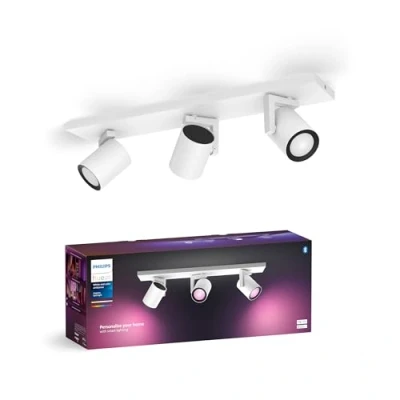 Immagine di Philips Hue White &amp; Color Ambiance Lampada da soffitto Argenta con tre faretti, faretti LED dimmerabili per il sistema Hue, controllo intelligente della luce tramite voce e app, bianco.