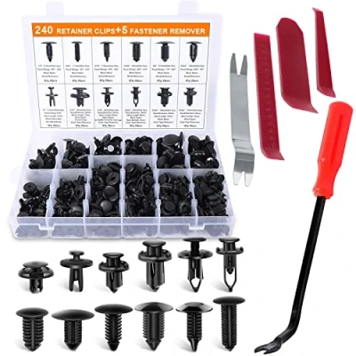 Immagine di Rivetti in Plastica per Auto 245 PCS Universali di Fissaggio Clip Pannello Porta Paraurti Trim Set con 5 Strumenti Rimozione