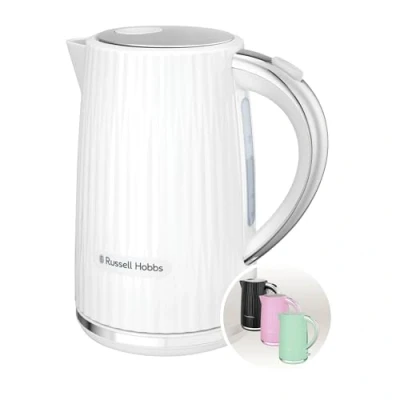 Immagine di Russell Hobbs 27360 70 Bollitore Elettrico Eden Bianco, Capacità 1.7 l, Apertura a Pressione, Beccuccio Perfect Pour, Filtro Lavabile Rimovibile, Interruttore Illuminato, Dettagli Cromati, 2400W