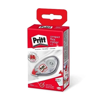 Immagine di PRITT Correttore Compact Flex Roller, a Nastro per Correggere gli Errori, Bianchetto con Tappo di Protezione 10 m Lunghezza e 6 mm