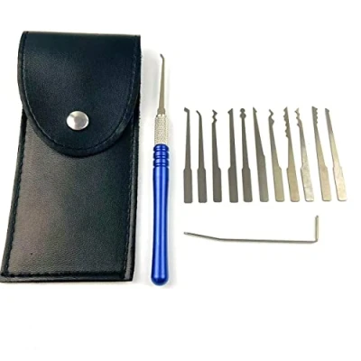Immagine di TPM Go, kit da allenamento per grimaldelli, 12 pezzi, manico lungo blu con teste, set di pratica aprire la serratura, uomo