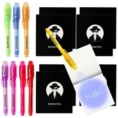 Immagine di BONNYCO Penna Invisibile e Taccuino, 8 Pezzi Gadget Compleanno Bambini, Bomboniere Compleanno, Giocattoli Pignatta Regalini Fine Festa Bambino Bambina Bambini con Spia