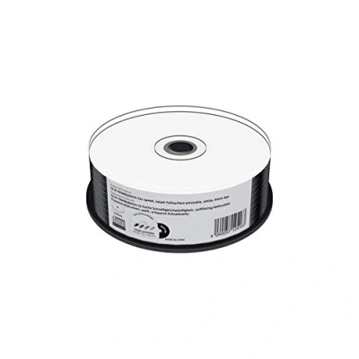 Immagine di CD R 700 MB Velocità di scrittura 52 volte Stampabile su tutta la superficie (stampante a getto d&#039;inchiostro), pagina nera, scatola per torta da 25