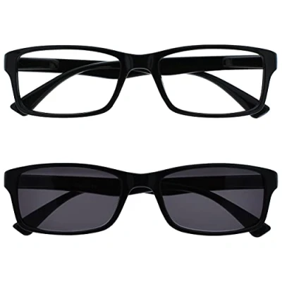 Immagine di The Reading Glasses Company Nero Lettori Con Uv400 Lettore Sole Valore Pacco Doppio Stile Designer Uomo Donna Rs92 1 +2,50 70 Gr
