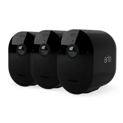 Immagine di Arlo Pro 4 Telecamera Wi Fi Esterno Senza Fili, 2K HDR, 160 Visione Notturna Colori, Sirena, Rilevamento Movimento, Audio Bidirezionale, Prova Secure Inclusa, 3 Telecamere, Nere