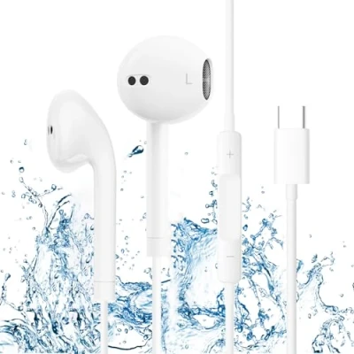 Immagine di cuffie USB C, cablate tipo C in ear con microfono integrato e controllo del volume, auricolari stereo HiFi, compatibili Samsung Galaxy S23 S22 iPad Pro Google Pixel