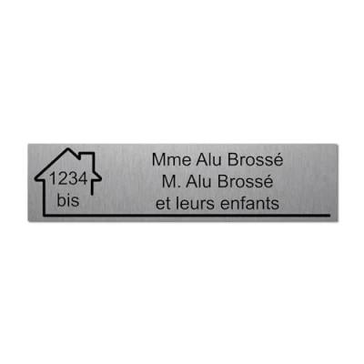 Immagine di Mygoodprice Targhetta incisa con nome e numero autoadesiva per cassetta delle lettere, 10 x 2,5 cm, personalizzabile, da 1 a 3 righe, alluminio spazzolato