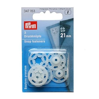 Immagine di Prym 347153 1 Chiusure A Scatto da Cucire, Plastic, Naturale, 21 mm, transparent, 3 Stück, unità