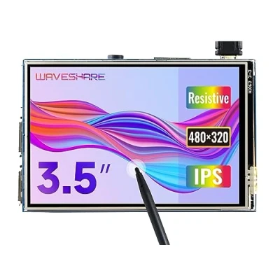 Immagine di Waveshare 3.5inch Display for Raspberry Pi 4 Resistive Touchscreen 480x320 Pixel IPS Monitor SPI Interface Directly pluggable All Raspbian/Ubuntu Mate/Ubuntu/Kali Driver Provided