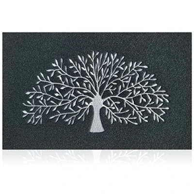Immagine di AOAOPQ Zerbino interno antiscivolo per esterni, con retro in gomma antiscivolo, ingresso, corridoio, cucina, facile da pulire (45 x 70, albero e nero)