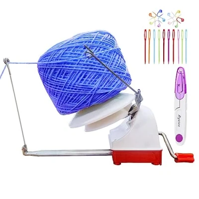 Immagine di avvolgitore per gomitoli di filato, grande capacità, lavori a maglia e all&#039;uncinetto, set ferri da fai te, 283,5 g (L22))