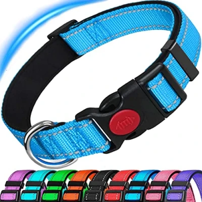 Immagine di Dog Collar, Reflective Adjustable Basic Collar with Soft Neoprene Padding, Durable Nylon Pet Collars for Puppy Small Medium Large Dogs