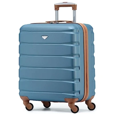 Immagine di Flight Knight Set di 2 Valigie Rigide in ABS Leggere a 4 Ruote Bagaglio Mano Da Cabina Approvato per Compagnie Aeree Come BA E Dimensioni Massime Easyjet Borsa Grande 56x45x25cm