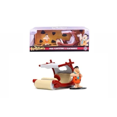 Immagine di Jada Flintmobile dei Flintstones, 253253002, +8 anni, in scala 1:32, metallo pressofuso, da collezione, personaggio di Fred incluso