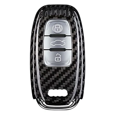 Immagine di M.JVisun Genuino Fibra di Carbonio Auto Chiave Protettiva Custodie Cover per Audi A4 A4L A5 A6 A6L A7 A8 Q5 Q8 R8 RS4 RS5 RS6 RS7 S4 S5 S6 S7 S8 SQ5 Intelligente Nero