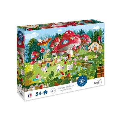 Immagine di Calypto 3907803 Puzzle da 54 pezzi, con parti grandi e superficie vellutata, per bambini dai 5 anni in su, favole, animali, foresta, Colore Villaggio di topi,