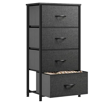 Immagine di YITAHOME Cassettiera in Tessuto, armadietto con 4 cassetti, per Corridoio vano contenitore tessuto soggiorno, camera da letto, cameretta dei bambini, grigio nero
