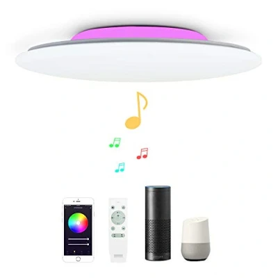 Immagine di 36W Φ40cm Plafoniera LED Compatibile Amazon Alexa Google Home Con Bluetooth Altoparlante Telecomando Luce Regolabile Cambia Colore RGB Lampada Da Soffitto WIFI Intelligente Per Camera Lettoletto