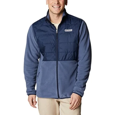 Immagine di Columbia Basin Butte Fleece Full Zip, Giacca In Pile Con Cerniera Intera Uomo, Dark Mountain/Collegiate Navy, Taglia XL