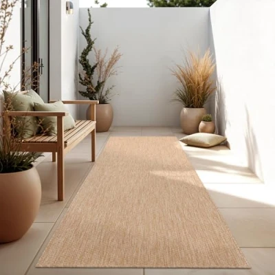Immagine di Paco Home Tappeto Per Esterno Balcone Terrazza Cucina Monocolore Mélange, Dimensione:60x100 cm, Colore:Caffè