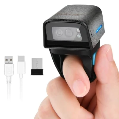 Immagine di JRHC lettore di codici a barre portatile Bluetooth 1D 2D, con connessione wireless e USB 2,4 GHz