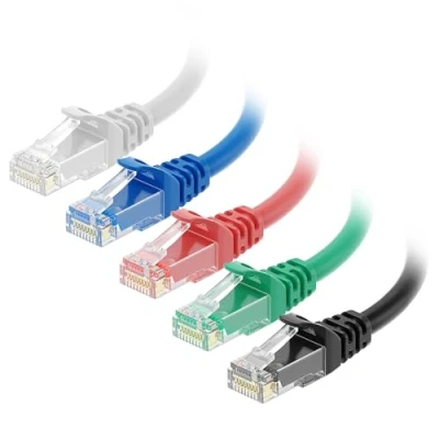 Immagine di Cable Matters Set di cavo Ethernet corto snagless 10G Cat6 in 5 colori 1,5m (cavo Cat6, Cat 6) 1,5 m