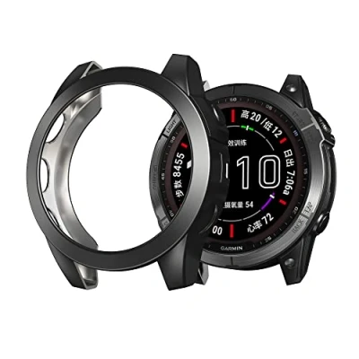 Immagine di kwmobile Protezione Orologio Compatibile con Garmin Fenix 7X Cover Lunotto Smartwatch Fitness Tracker Case Silicone nero/argento