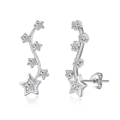 Immagine di Orecchini Star Climber Placcati in Argento Creati con Cristalli Zircondia®