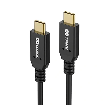 Immagine di conecto, cavo dati e ricarica da USB C a C, 3.1, Gen 2, funzione di rapida, 5A/100W, 10 GB/s, 4K 60Hz, rivestimento in PVC, nero, 1,00 m
