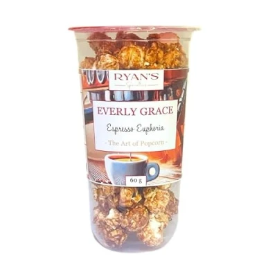 Immagine di Everly Grace popcorn Espresso Euphoria, 60 g Bicchieri di al caramello dolce e vero espresso, silenzioso da gustare, fatto a mano in Germania