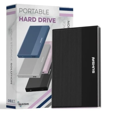 Immagine di SUHSAI Disco Rigido Esterno da 120 GB HDD Backup Dati Espansione di Memoria 2,5&quot; USB 3.0 Portatile Compatibile con Mac, Desktop, PC, PS4, PS5, Xbox One (Nero)