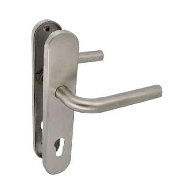 Immagine di Amig Set di maniglie con placca per porta Maniglia bocchetta Mod. 4PXB Acciaio inossidabile 18/8 230 x 45 mm Quadro 8 Argento opaco