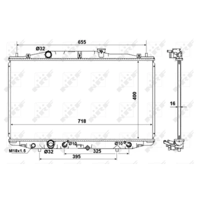 Immagine di NRF 53970 Radiatore motore Alluminio 718 400 16 con parti annesse Alette di raffreddamento saldate HONDA: Accord 7 Limousine