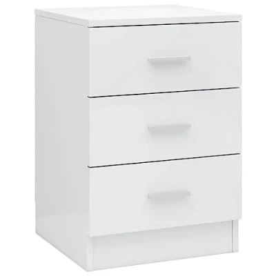 Immagine di vidaXL Comodino Moderno Elegante Robusto con Cassetti Portaoggetti Armadietto Comò Cassettiera Versatile Bianco Lucido 38x35x56 cm in Truciolato