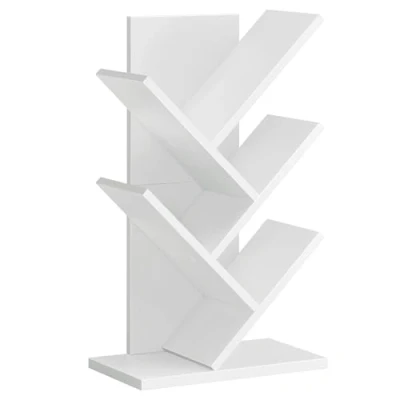 Immagine di VASAGLE Libreria ad Albero, Scaffale a 5 Ripiani, Salvaspazio, Verticale, per Camera da Letto Soggiorno Studio Ufficio, Bianco Nuvola LBC183T14