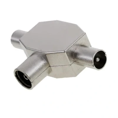 Immagine di CABLEPELADO Distributore TV, di antenna, Splitter Adattatore antenna a T, Divisore coassiale 5 1000 MHz, DVB T2, Metallico, 2 uscite Maschio 1 Ingresso Femmina