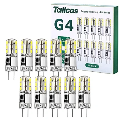 Immagine di G4 LED Lampadine 1.5W 10 Pezzi, 180LM AC/DC 12V Mini Lampada (9mm * 36mm) Equivalente a 20W Alogena, Bianco Freddo 6000K Non Dimmerabile, Luce da Incasso per della Cucina e Bagno Illuminazione