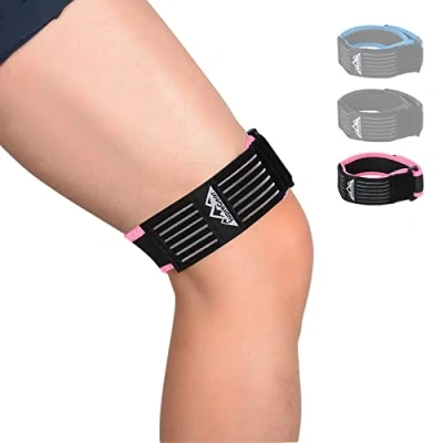 Immagine di supregear ITB Fascia per Ginocchio, Regolabile Patella Strap Tendinite, Confortevole, Ginocchio la Cinghia Traspirante con Compressione Sindrome della Ileotibiale, Rosa