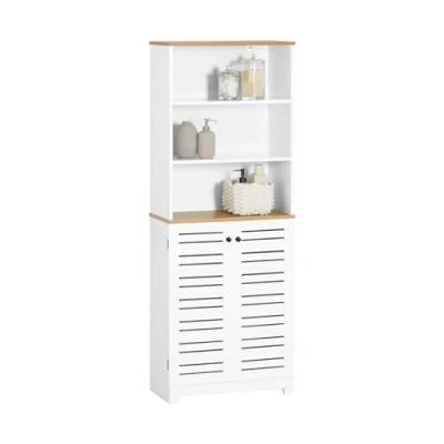 Immagine di SoBuy Armadio Alto Bagno con 3 scomparti e 2 ante Mobile Cucina Colonna Scaffale,60x30x160cm, BZR44 W