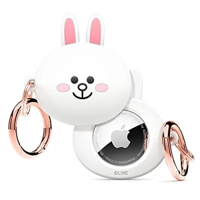 Immagine di elago l LINE FRIENDS Custodia in Silicone Compatibile Con Apple AirTags Tracker Cover Protezione Completa Anti Cadute, Portachiavi, Design Semplice, Antigraffio [Merce Ufficiale] (CONY)