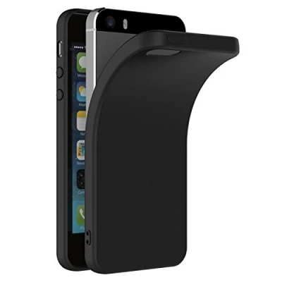 Immagine di Verco Compatibile con iPhone SE (1 generazione) e 5/5s, cover posteriore opaca per 5/5S/SE, in silicone, colore: nero