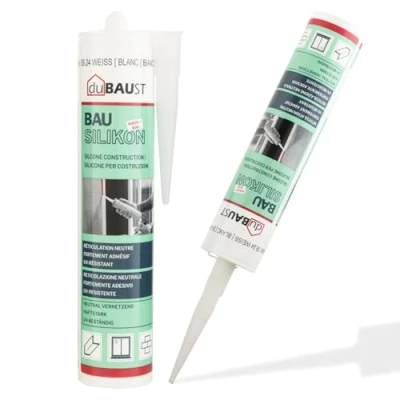 Immagine di dubaust BAS24 silicone Sigillante neutro per edilizia finestre interni/esterni resistente alle intemperie altamente elastico cartuccia da 310ml (trasparente)