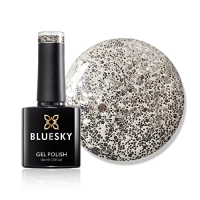 Immagine di Bluesky Smalto Per Unghie Gel, Aurora, Bsh014, Argento, Luccichio, Bagliore (Per Lampade Uv E Led) 10 Ml